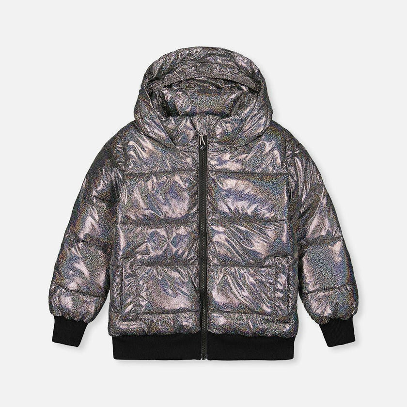 Winter Puffy Jacket Black Glitter