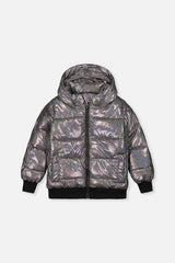 Winter Puffy Jacket Black Glitter