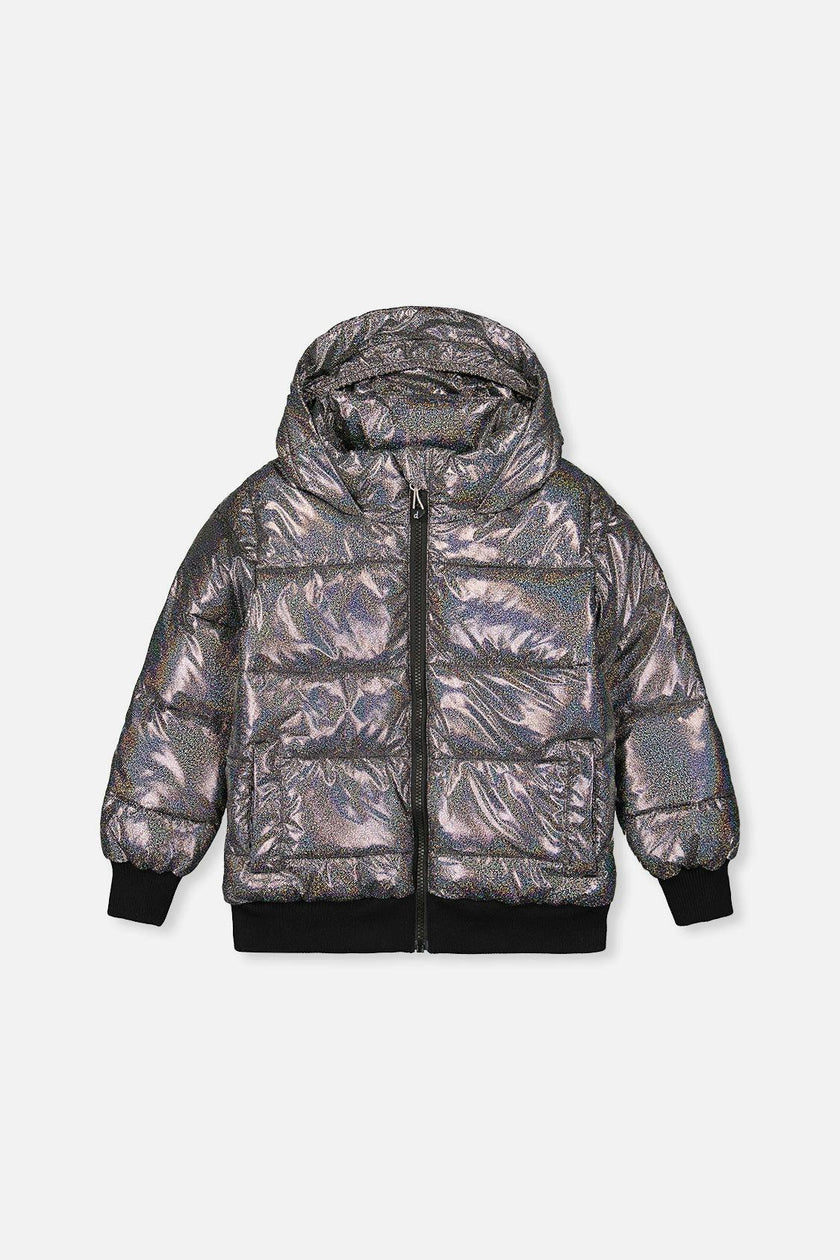 Winter Puffy Jacket Black Glitter