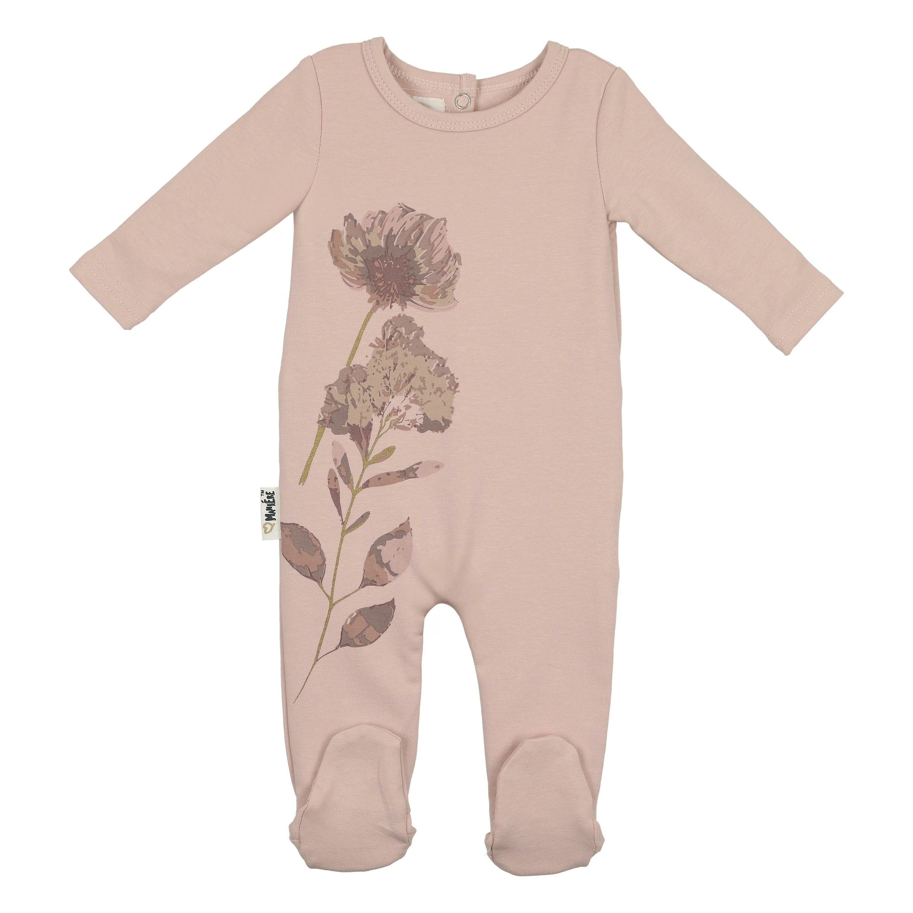 Watercolor Floral Round Neck Long Sleeve Footie
