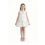 Beige Polka Dot Bow Dress