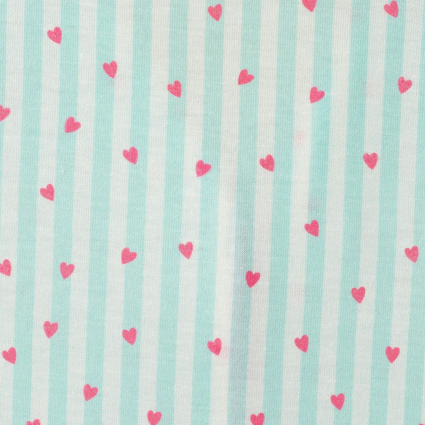 Girls Pink Buttondown Pajama Set |Striped Hearts
