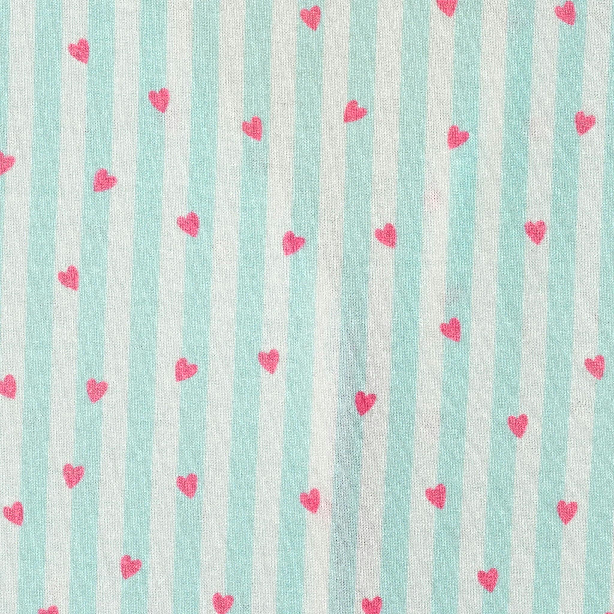 Girls Pink Buttondown Pajama Set |Striped Hearts