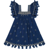 Serena Girls Tassel Dress Galaxy Embroidery, Blue