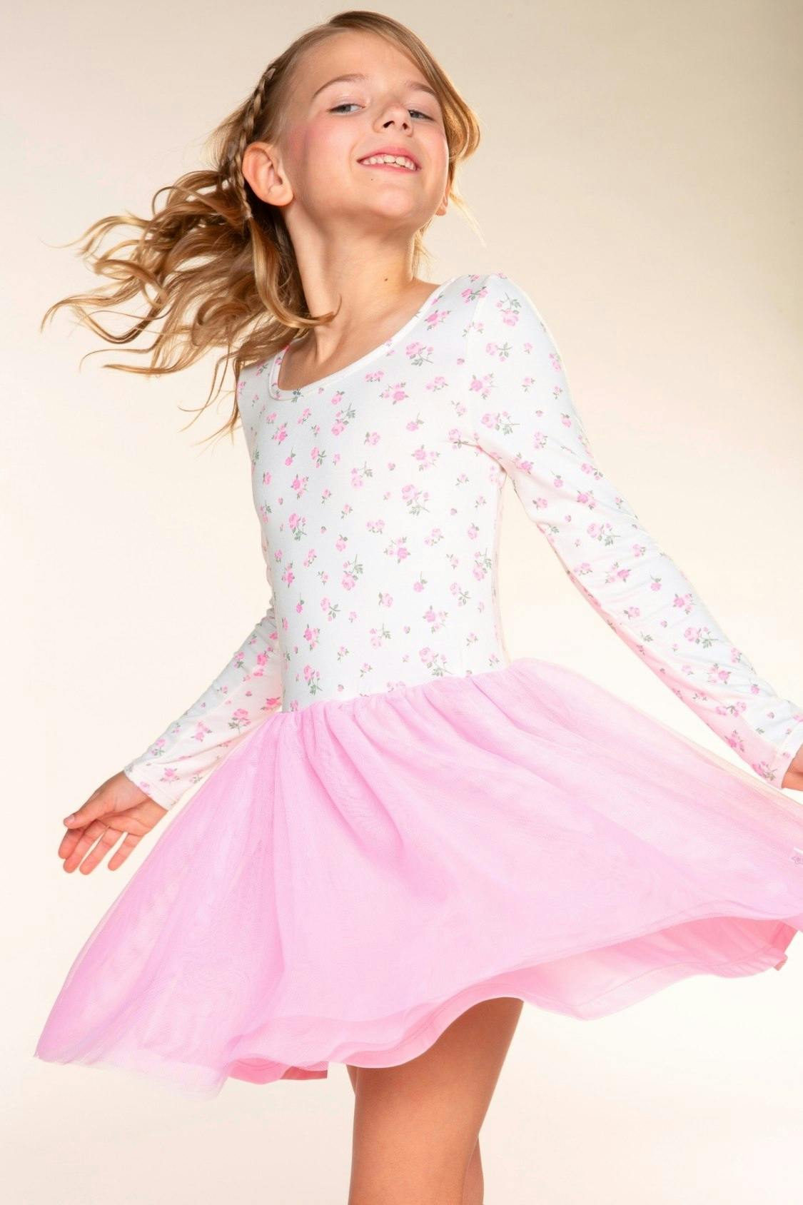Simply Soft Long Sleeve Scoop Back Tulle Be Happy Dress
