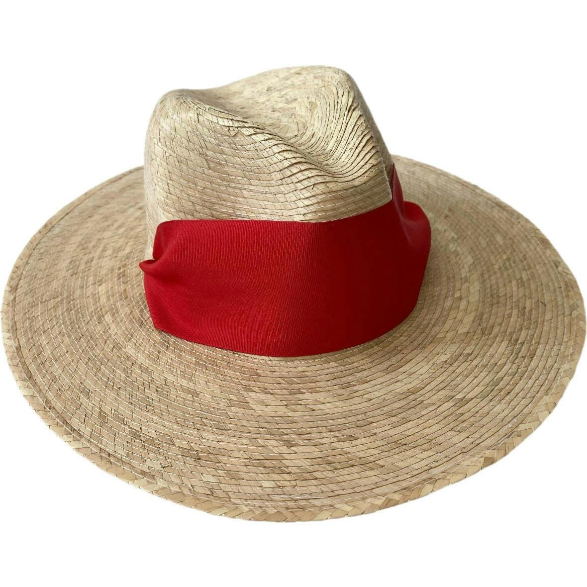 Zinnia Sun Hat - Wide & Short Red Grosgrain Ribbon