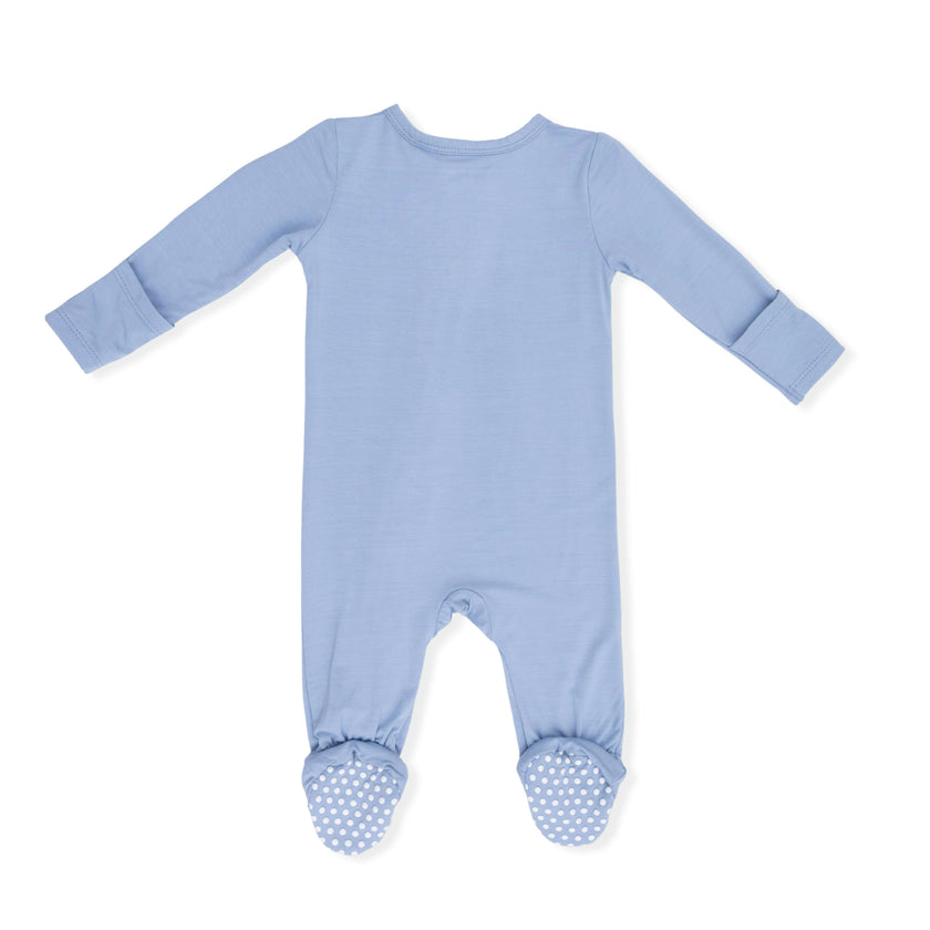 Solid Blue Fog - 2 Way Zipper Footie