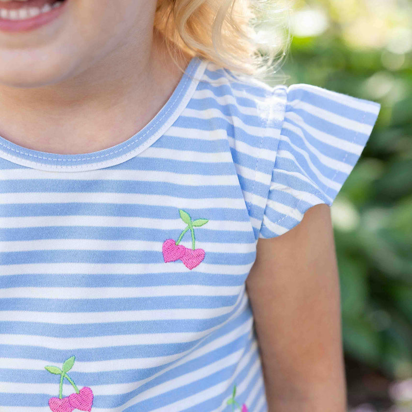 Knit Short Set With Embroidered Heart Cherries
