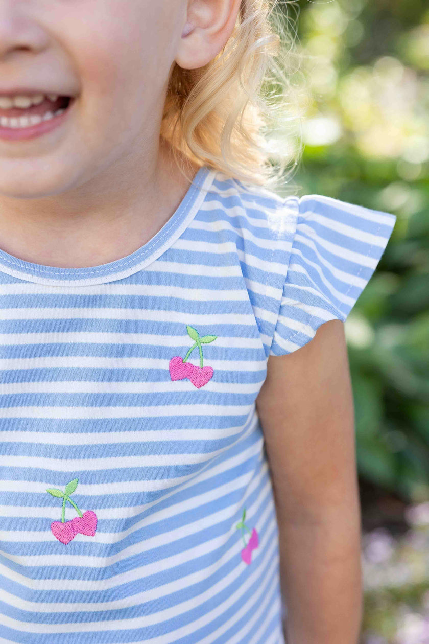 Knit Short Set With Embroidered Heart Cherries