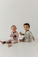 Long Sleeve Zip Romper in Dino Land
