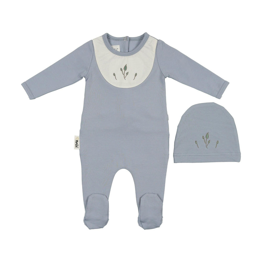 Embroidered Bib Footie and Beanie Set