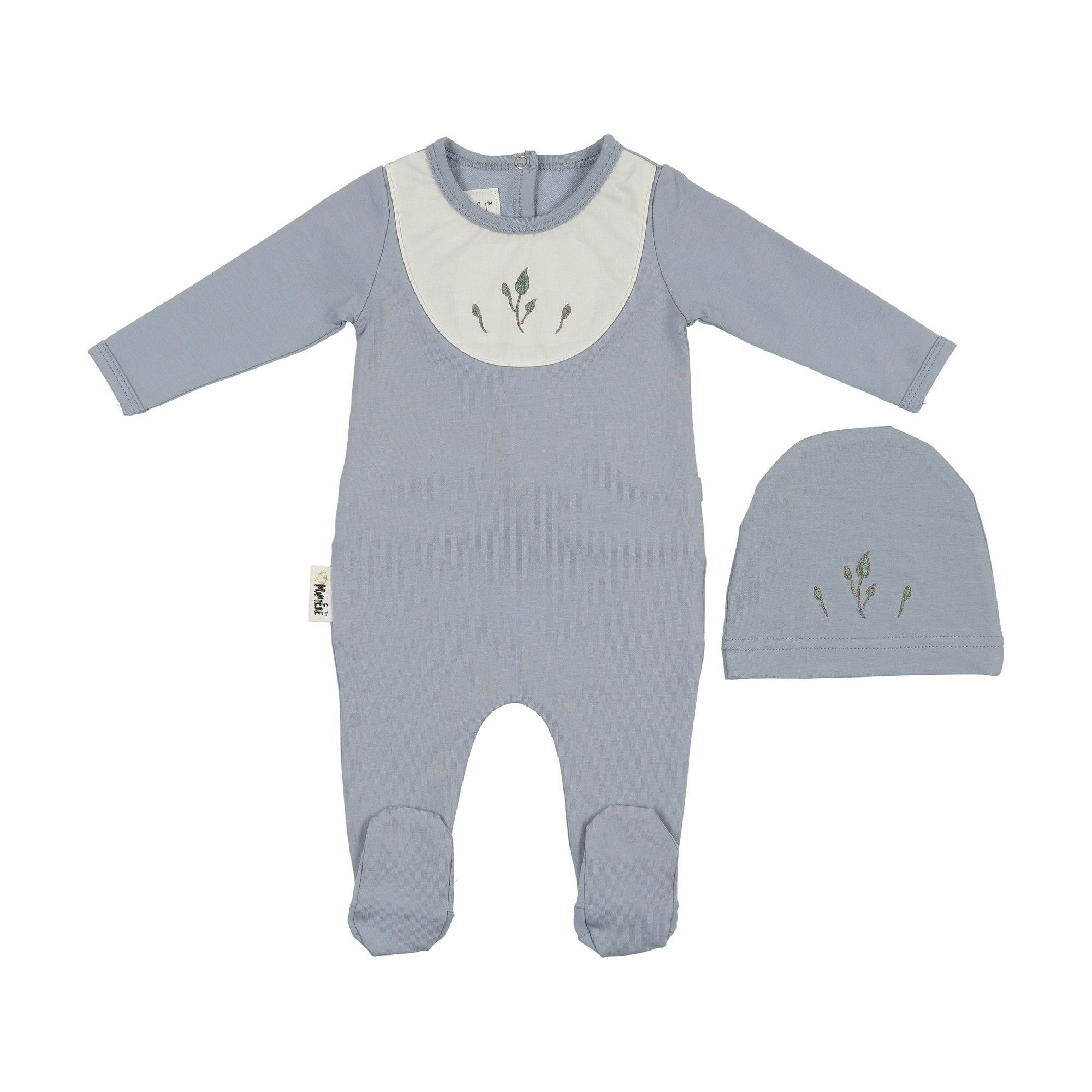 Embroidered Bib Footie and Beanie Set