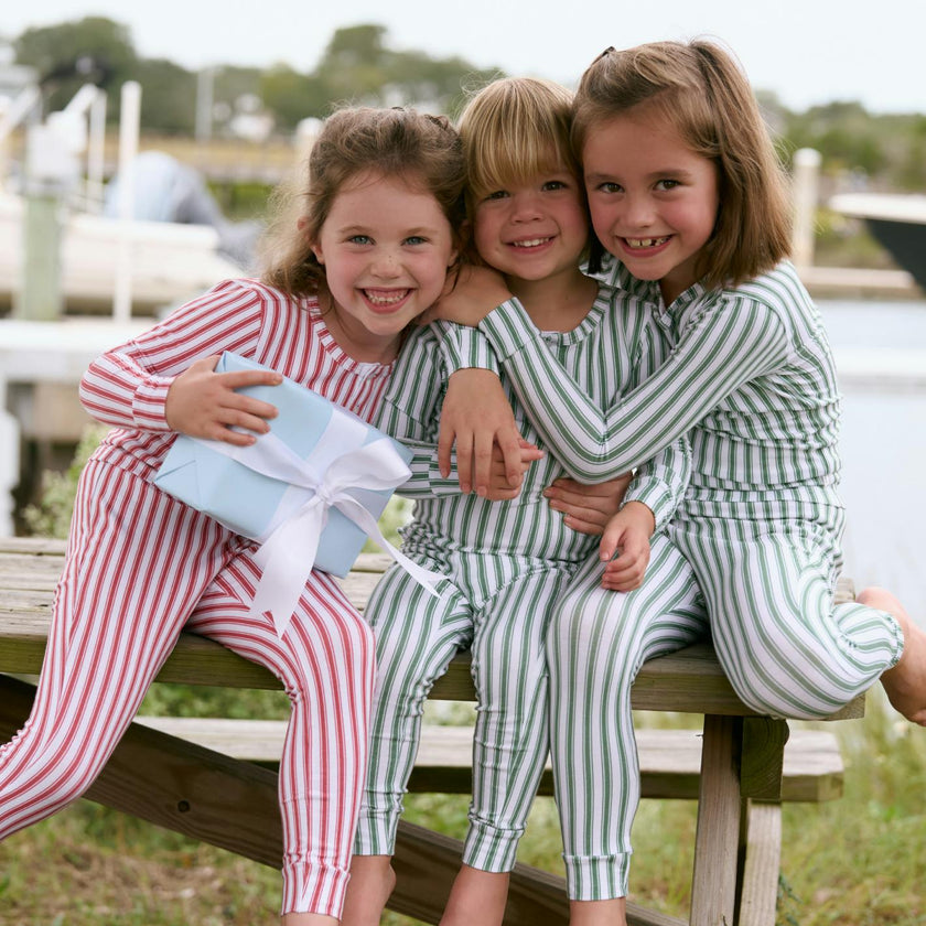 unisex boxwood ticking stripe pima pajamas set
