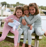 unisex boxwood ticking stripe pima pajamas set