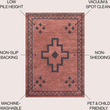 Korsa Geometric Medallion Machine-washable Area Rug