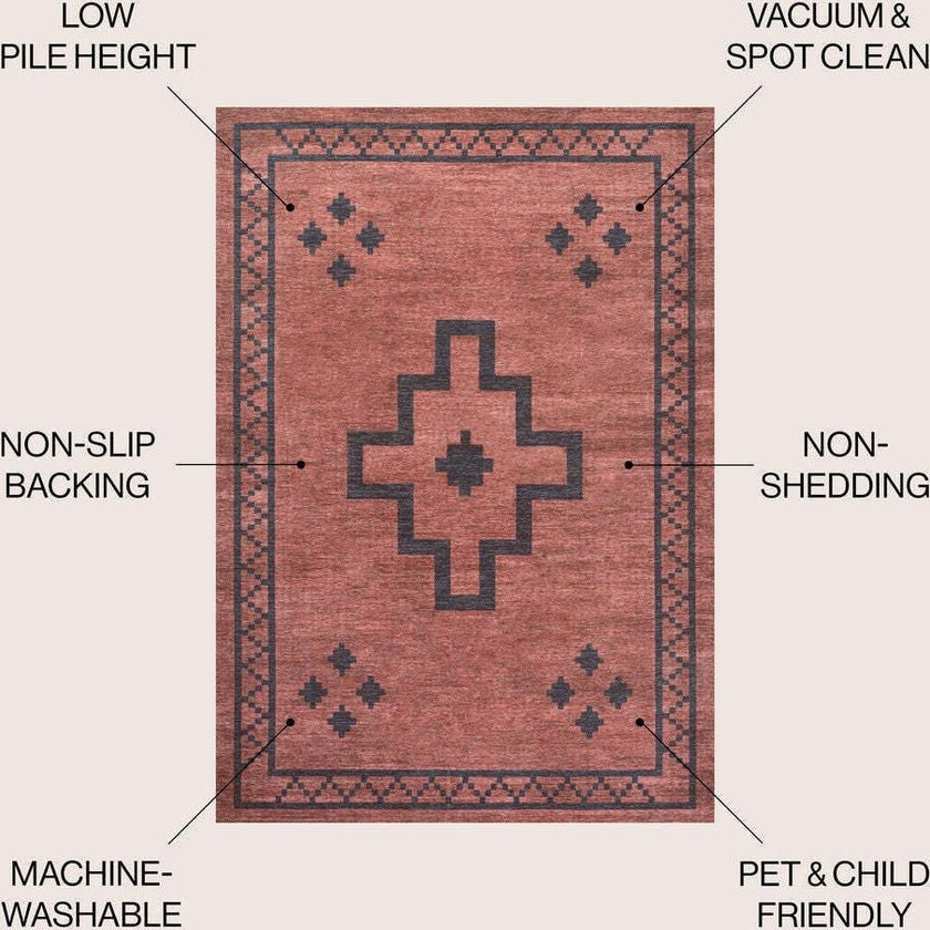 Korsa Geometric Medallion Machine-washable Area Rug