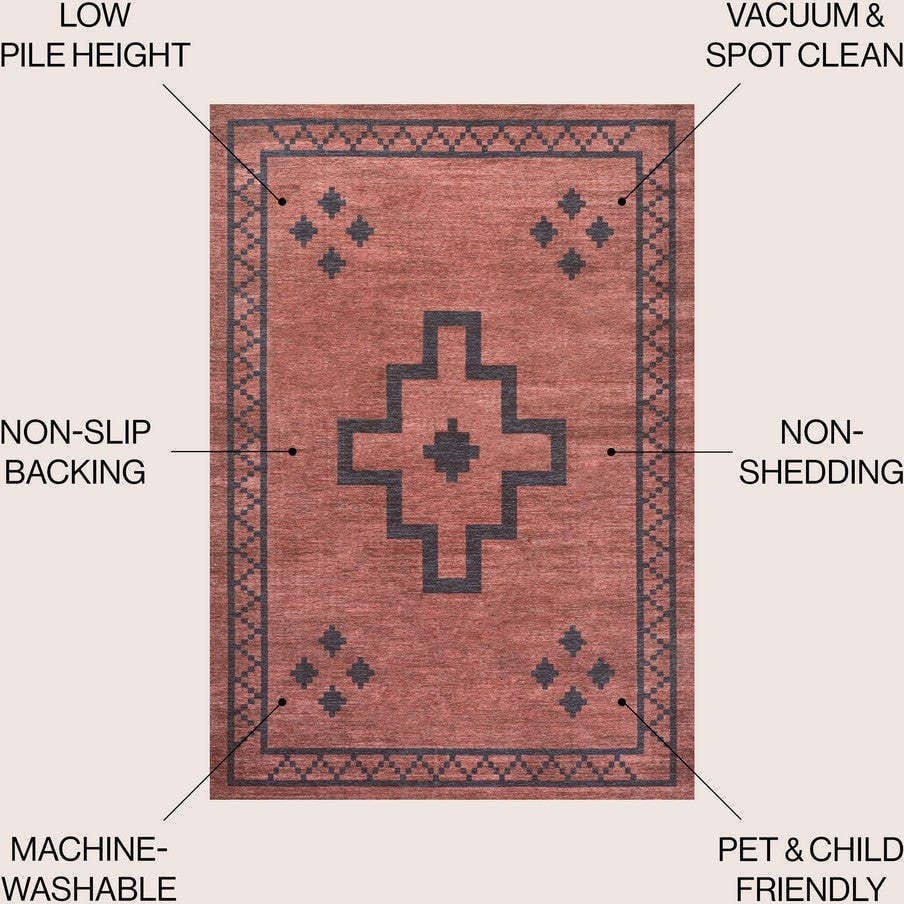 Korsa Geometric Medallion Machine-washable Area Rug