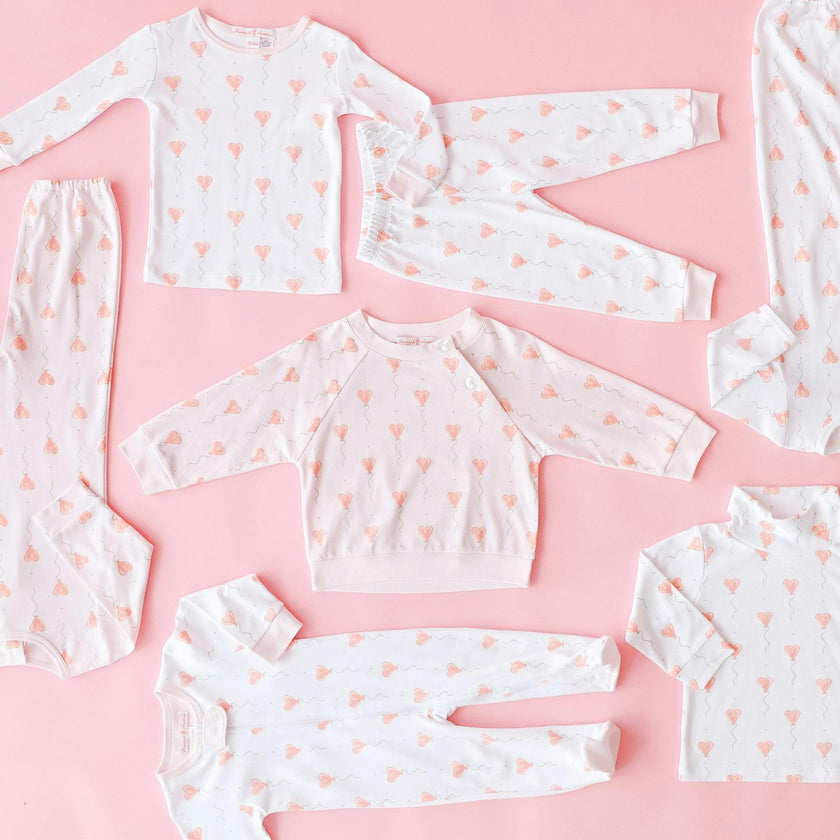 White Heart Balloon Pajama Set