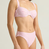 women's blush gingham cup bikini top
