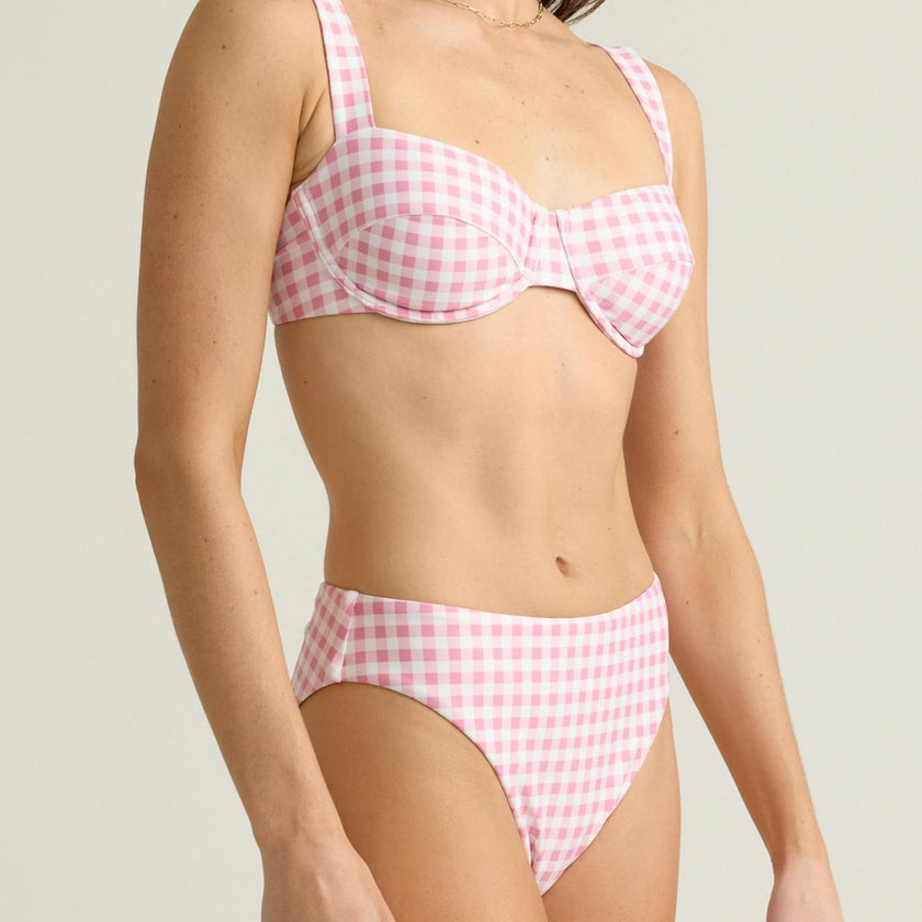 women's blush gingham cup bikini top