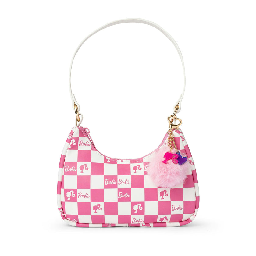 Barbie™ Pink Checkered Kids Hobo Handbag