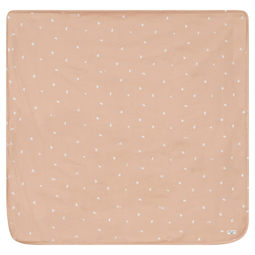 Leaf Print Ribbed Blanket