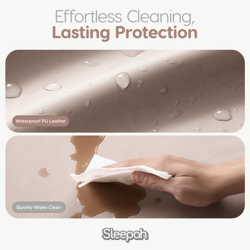 Sleepah Waterproof Vegan Leather Baby Play Mat, 50x50  - Waterproof Removable Cover