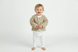 Reversible Off-White Corduroy and Sage Green Floral Print Quilted Long Sleeve Jacket