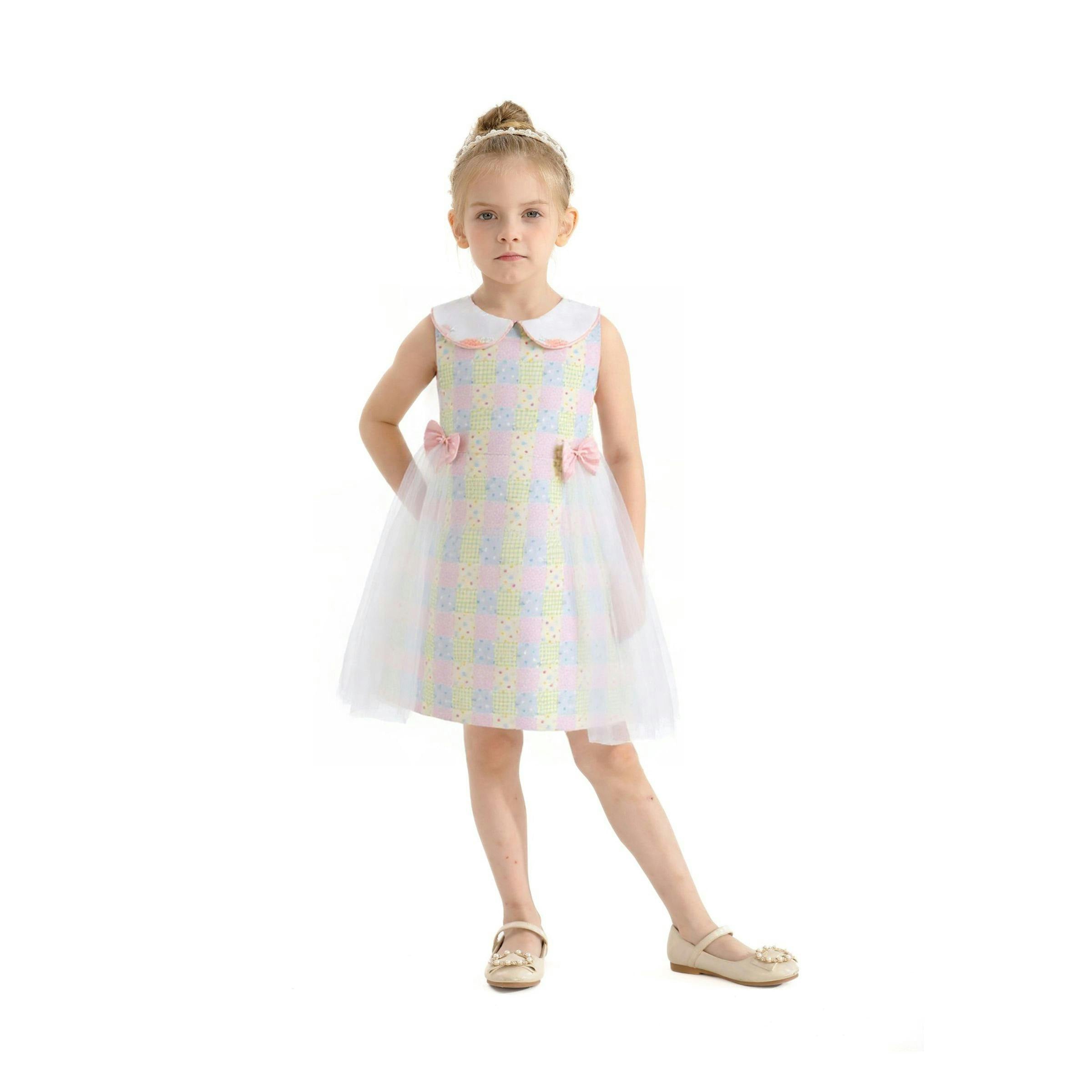 Yellow Spring Gingham Tulle Dress