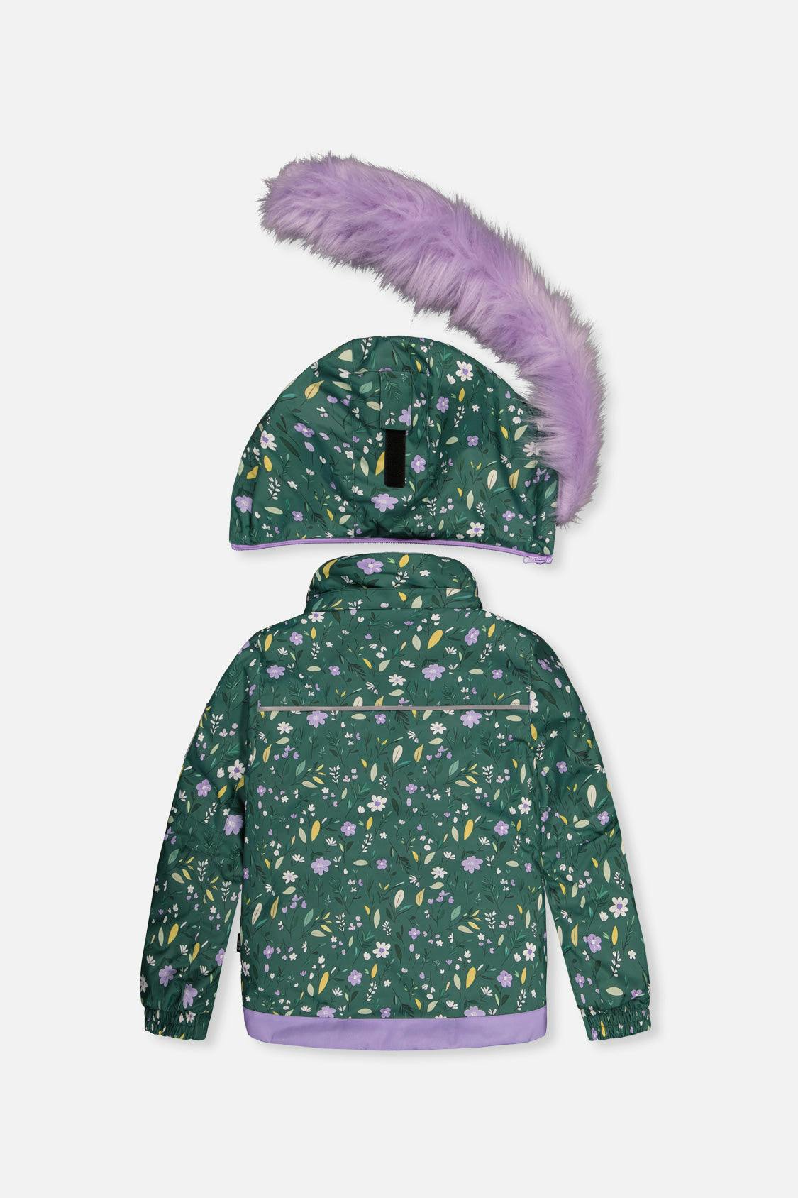 Two Piece Play Snowsuit Green Mini Flower Print