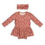 Baby Girl Long Sleeve Bodysuit Dress Set in Tiny Petals