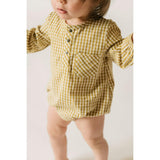 Dijon Gingham Long Sleeve One-Piece, Yellow