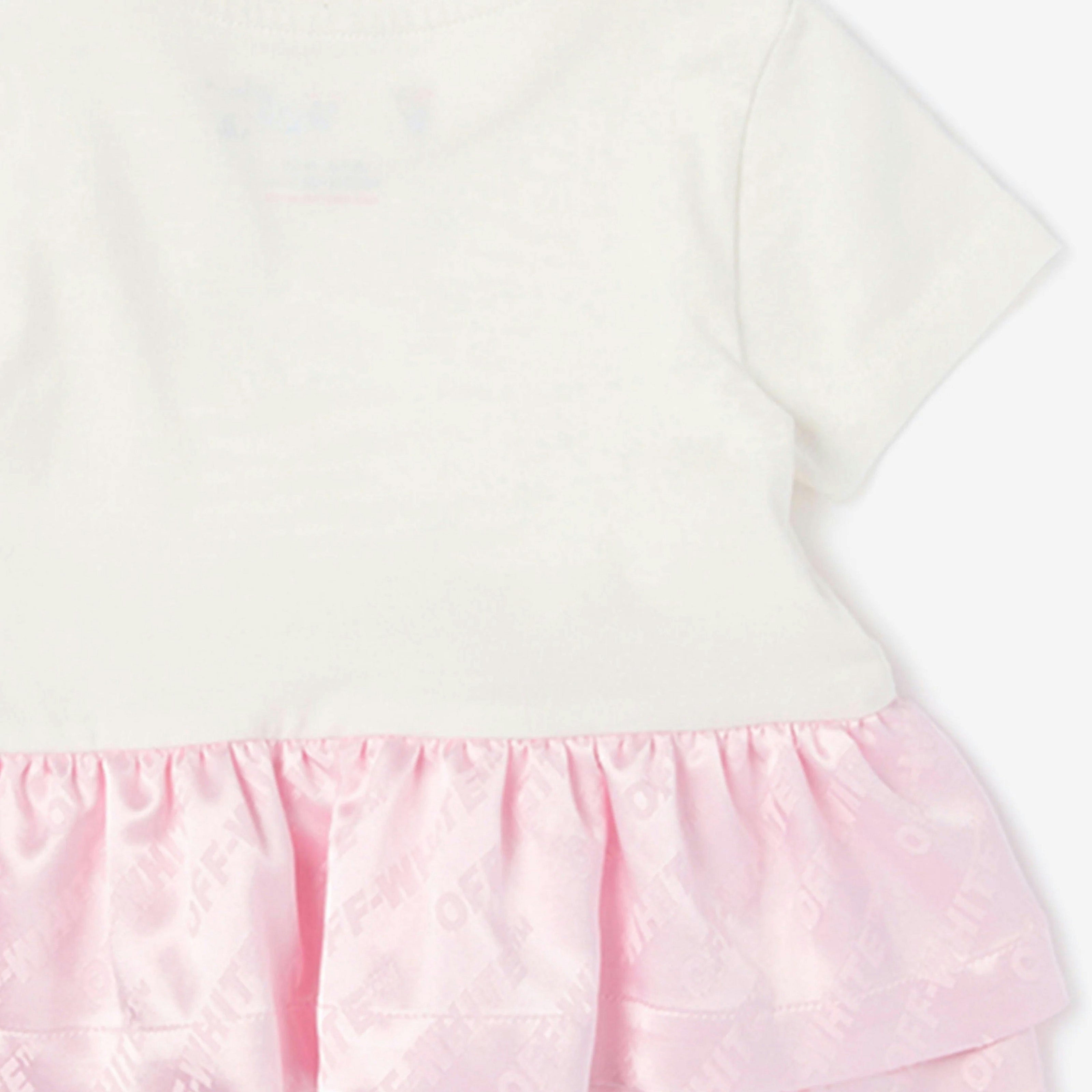 Pink Jacquard Off-Satin Mix Dress
