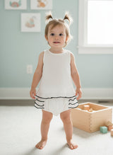 Frill Top and Shorts Set White