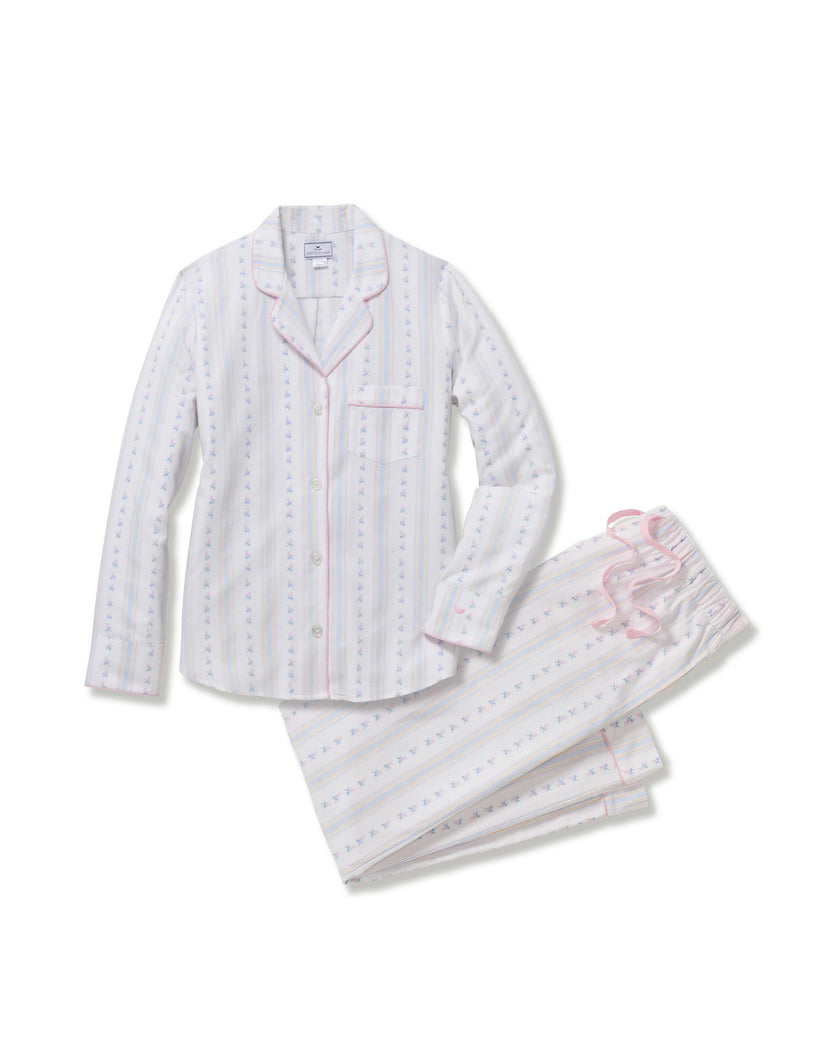 Women's Twill Pajama Set in Cottage Stripe