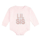 Lil Sis Embroidered Patch Long Sleeve Romper - Ballet