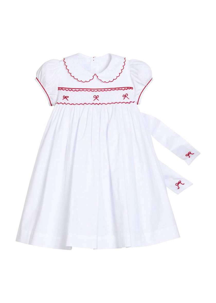 Smocked Louisa Dress - Red Bow