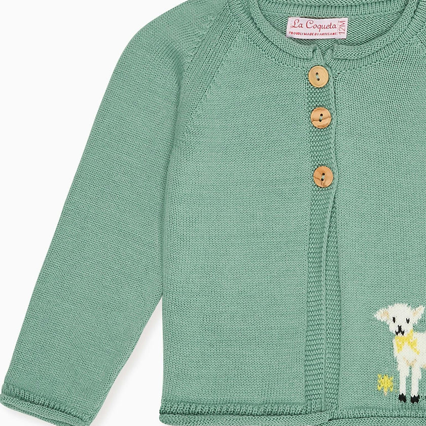 Sage Green Eden Cotton Baby Cardigan
