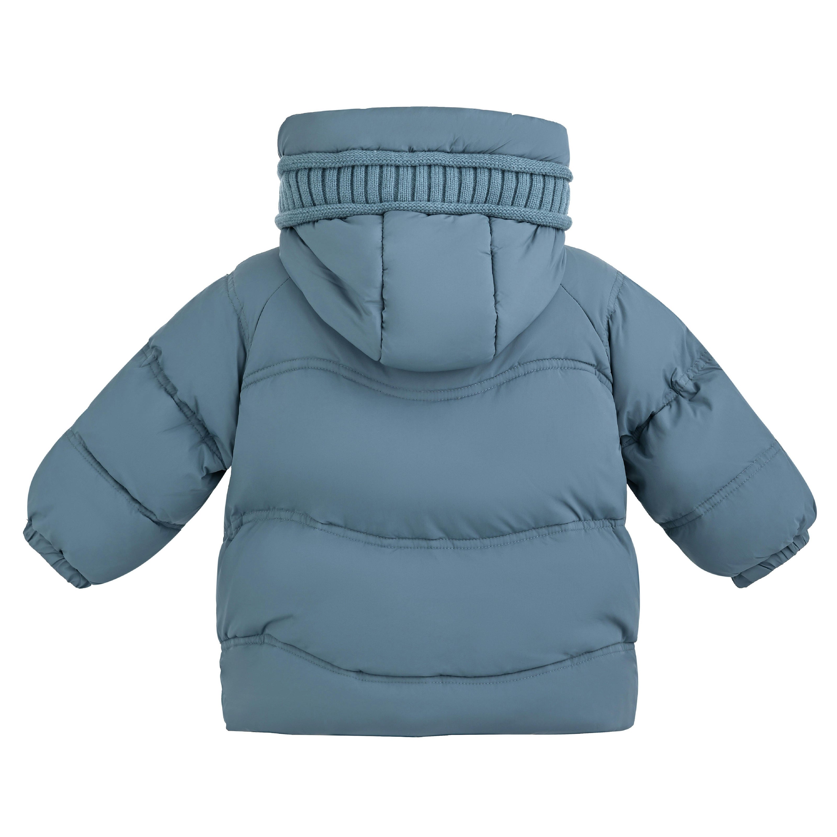 Blue Pom-Pom Puffer Jacket