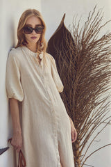 Bubble Linen Dress - Natural