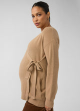 Ribbed Knit Crossover Maternity Nursing Cardigan