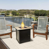 Outdoor Square 30" Propane Ceramic Gas Fire Pit With Steel Base