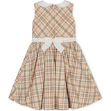 Organic Sleeveless Party Dress with Peter Pan Collar, Beige