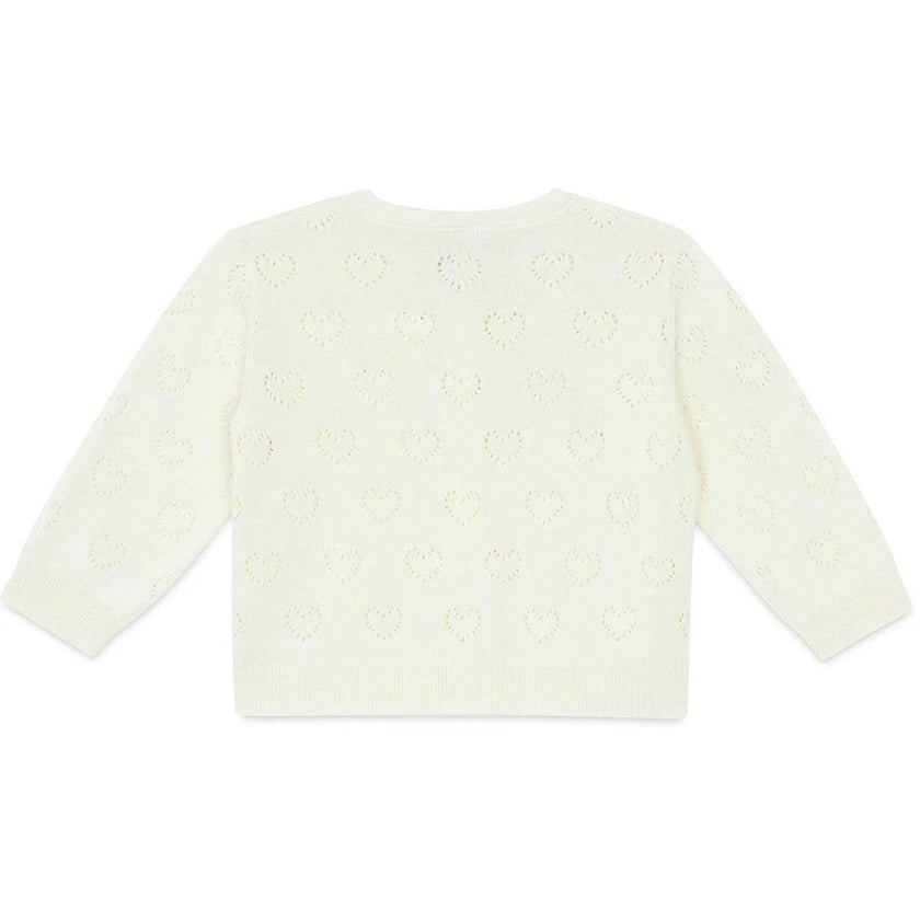 BONTON Openwork Hearts Lilet Baby Cardigan - Ecru