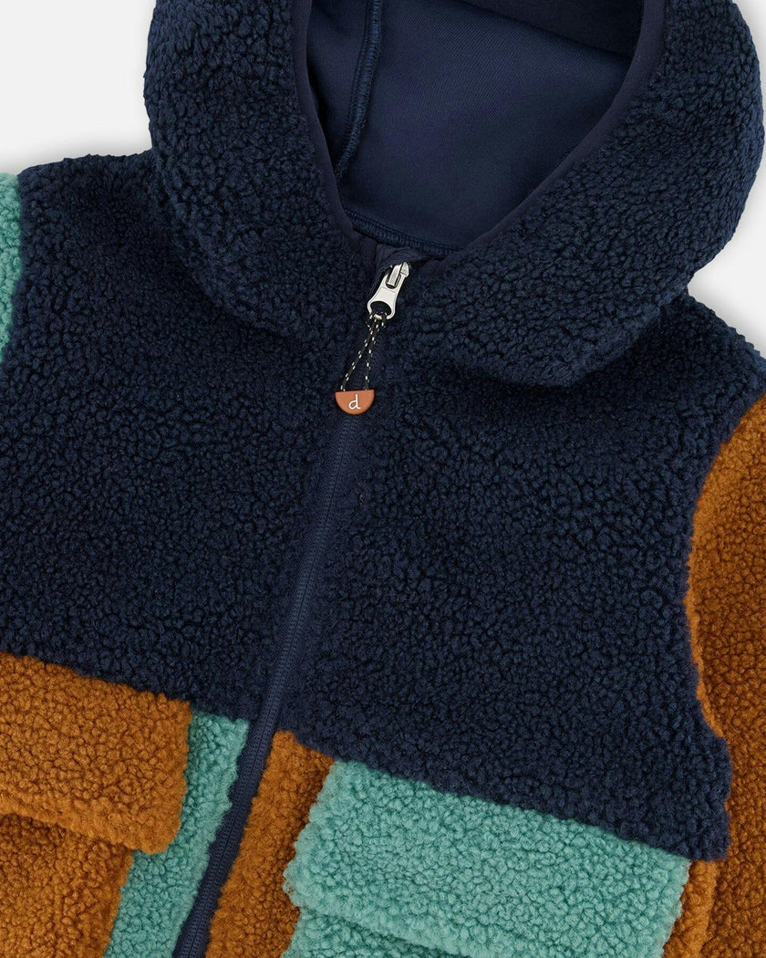 Sherpa Jacket Navy Colorblock
