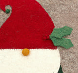 Hand Felted Wool Pillow - Gnome Red Hat Gray - 20"