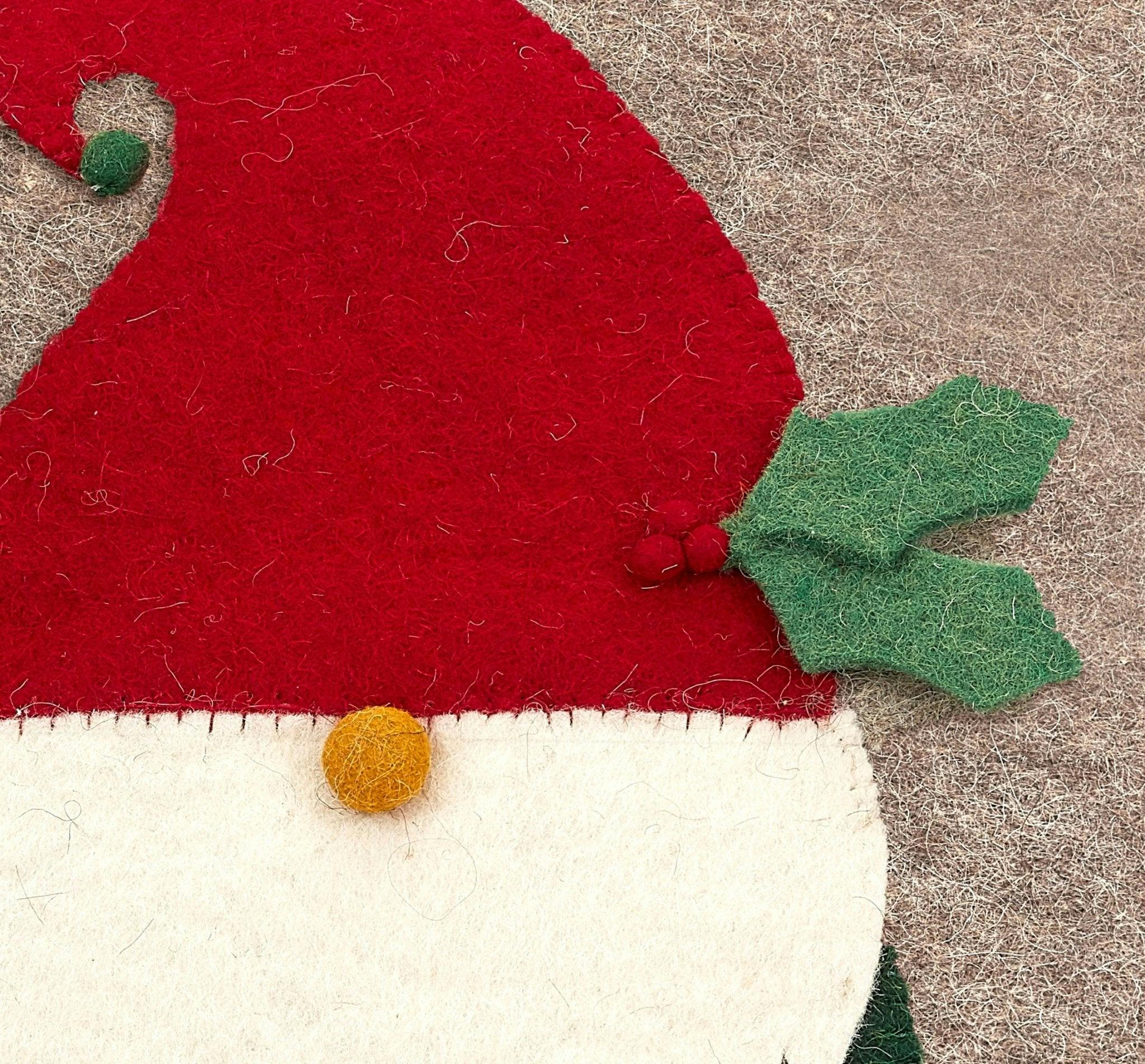 Hand Felted Wool Pillow - Gnome Red Hat Gray - 20