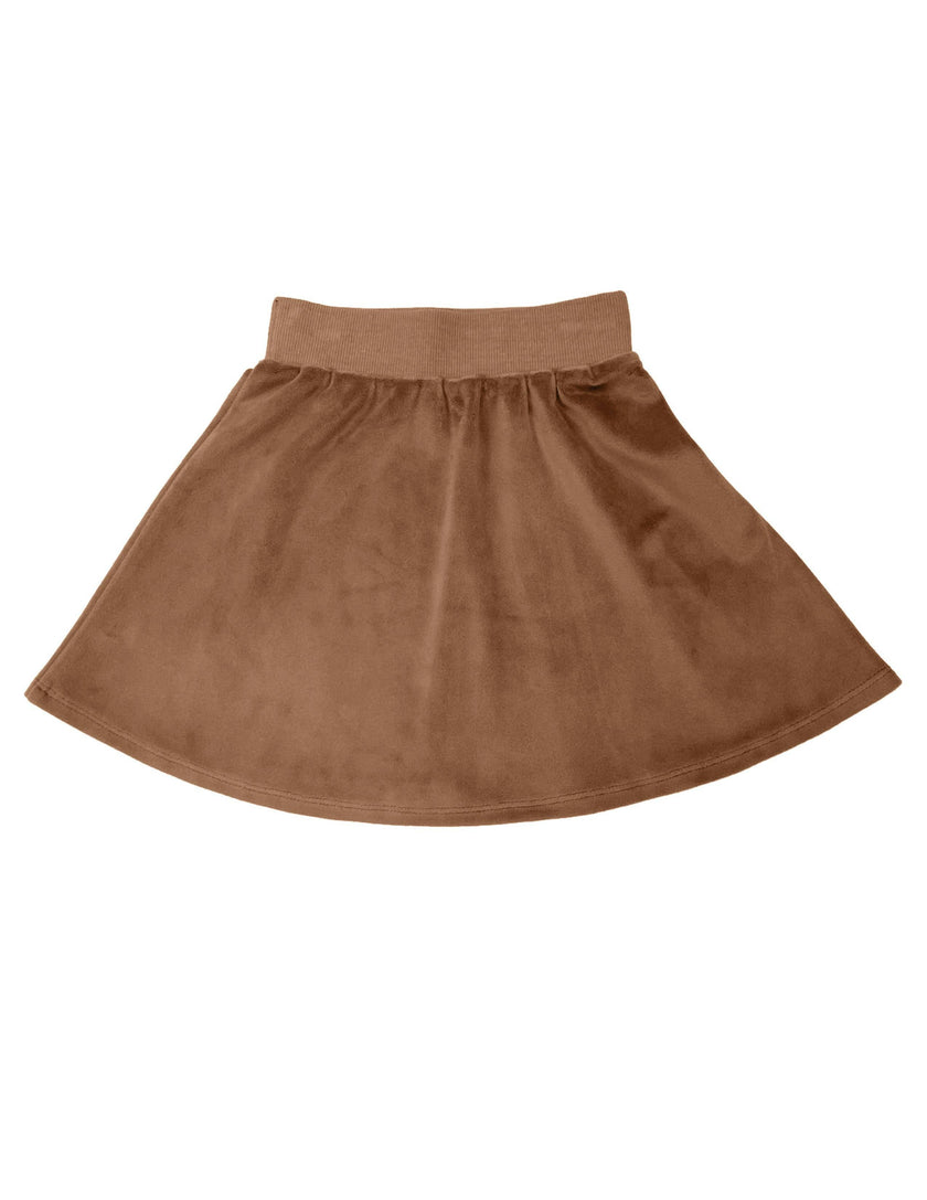 Velour Ribbed Waist A-Line Short Skirt