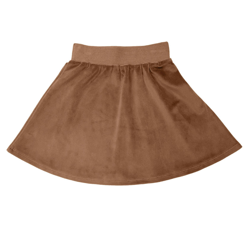 Velour Ribbed Waist A-Line Short Skirt