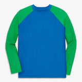 Kids Long Sleeve Baseball Rash Guard, Blue